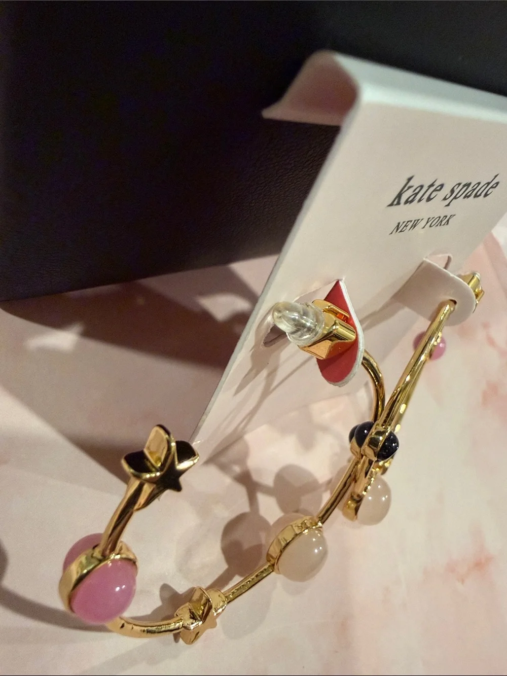 kate spade |♠️| Gold Plated Stud Hoops with Star Accents
